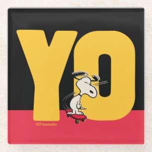 Dessous-de-verre En Verre cacahuètes   Snoopy YO Skateboard