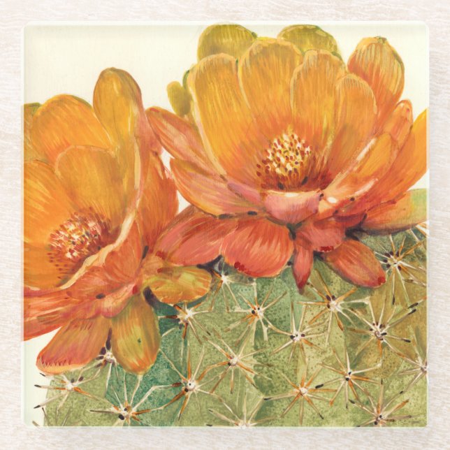 Dessous-de-verre En Verre Cactus Orange Blossoms (Devant)