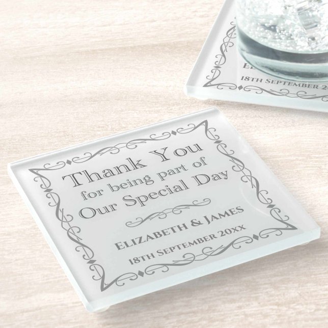 Dessous-de-verre En Verre Cadeau pour les clients Mariages (Créateur téléchargé)