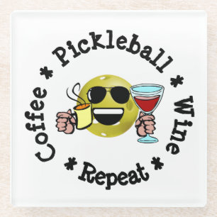 Dessous-de-verre En Verre Café, Pickleball, Vin, Pickleball Répéter Addict