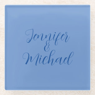 Dessous-de-verre En Verre Calligraphie Bleue Classique mariage