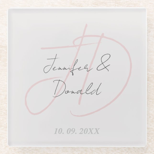 Dessous-de-verre En Verre Calligraphie classique tendance monogramme (Devant)