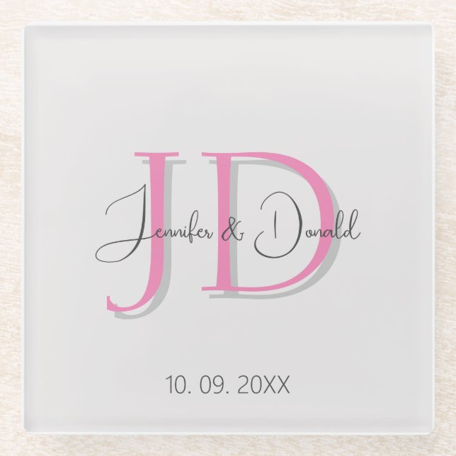 Dessous-de-verre En Verre Calligraphie classique tendance monogramme (Devant)