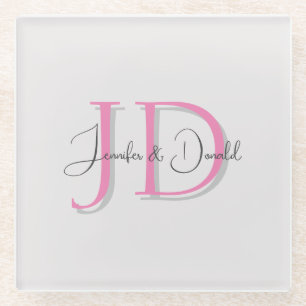 Dessous-de-verre En Verre Calligraphie classique tendance monogramme