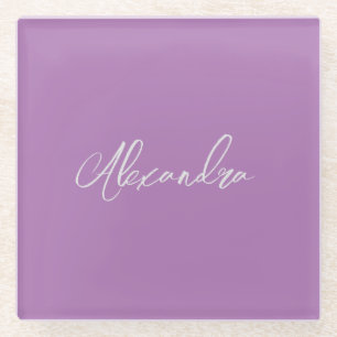 Dessous-de-verre En Verre Calligraphie Plaque Minimaliste Propre Nom Lavande