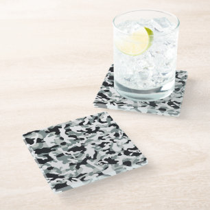Dessous-de-verre En Verre Camouflage de poussière de neige