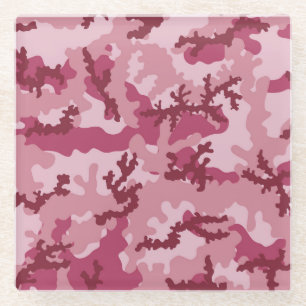 Dessous-de-verre En Verre Camouflage rose