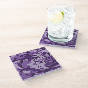Dessous-de-verre En Verre Camouflage Violet, Militaire, Armée