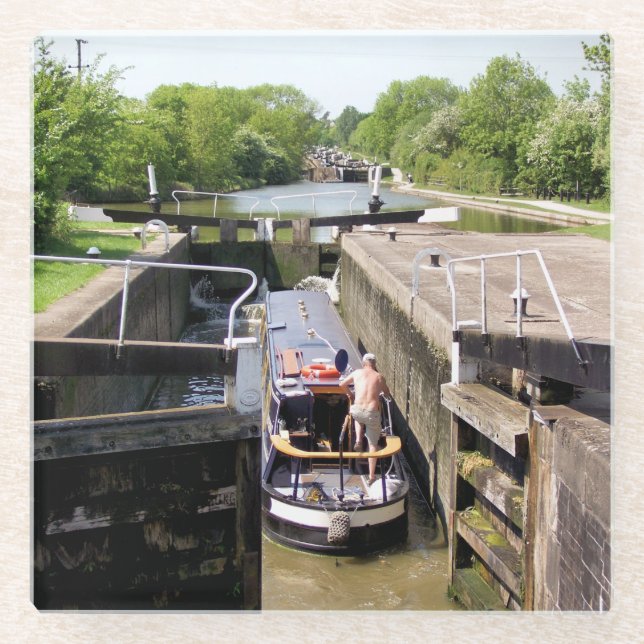 DESSOUS-DE-VERRE EN VERRE CANAL NARROWBOATS (Devant)