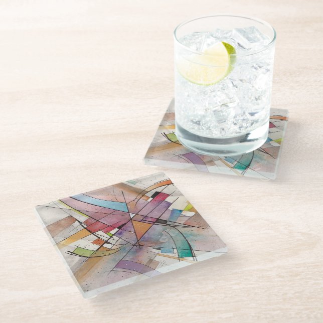 Dessous-de-verre En Verre CANTATA, PASTEL GRAND Art Abstrait (Incliné)