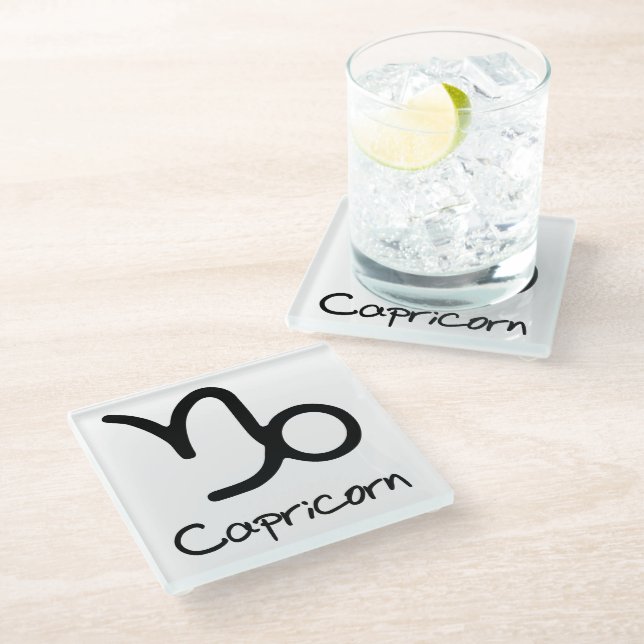 Dessous-de-verre En Verre Capricorn Zodiac Connexion Arrière - plan blanc (Incliné)