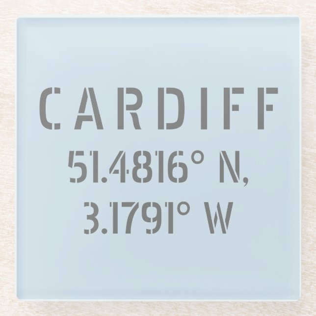 Dessous-de-verre En Verre Cardiff Wales Latitude & Longitude (Devant)
