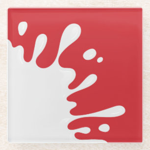 Dessous-de-verre En Verre Cardinal blanc Paint Splash Rouge
