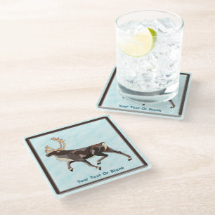 Dessous-de-verre En Verre Caribou/Renne d'Art Populaire