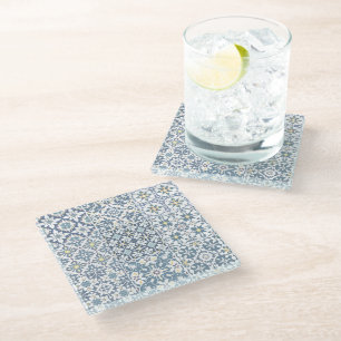 Dessous-de-verre En Verre Carreaux Méditerranéens, Marocains, Majolique, Azu