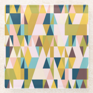 Dessous-de-verre En Verre Carreaux triangles colorés, arrière - plan vintage