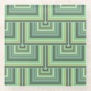 Dessous-de-verre En Verre Carrés écailles vert olive motif