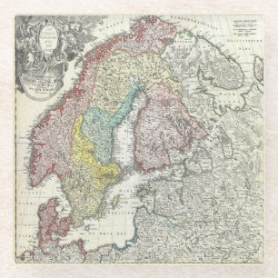 Dessous-de-verre En Verre Carte antique de Scandinavie