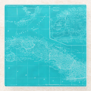 Dessous-de-verre En Verre Carte Blue Cuba
