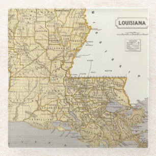 Dessous-de-verre En Verre Carte d'atlas de la Louisiane