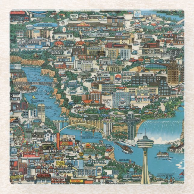 Dessous-de-verre En Verre Carte de chutes du Niagara (Devant)