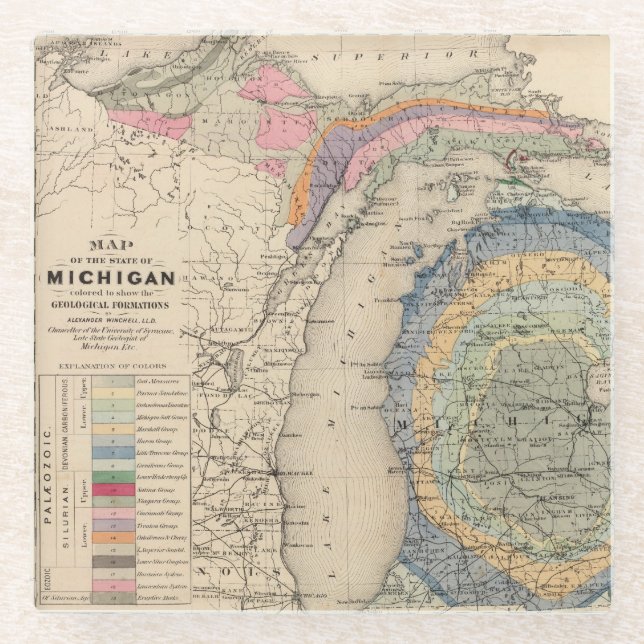 Dessous-de-verre En Verre Carte de l'état du Michigan (Devant)