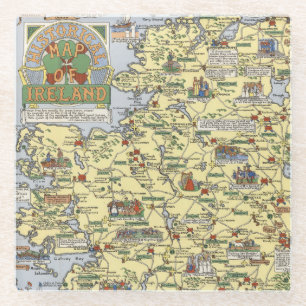Dessous-de-verre En Verre Carte de l'Irlande historique