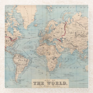 Dessous-de-verre En Verre Carte du monde sur la projection de Mercator