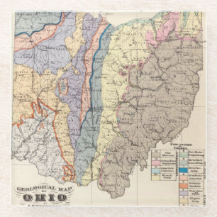 Dessous-de-verre En Verre Carte géologique de l'Ohio
