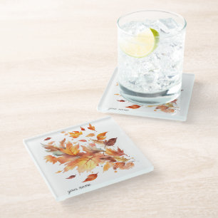 Dessous-de-verre En Verre Cascade d'érable Breeze d'automne, personnalisée