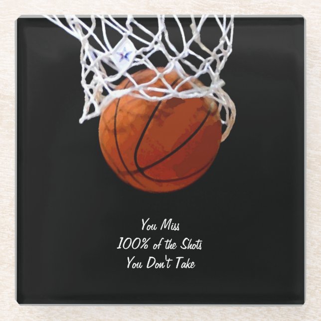 Dessous-de-verre En Verre Célèbre Citation Motivationnelle Basketball (Devant)