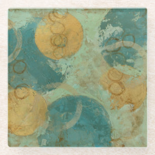 Dessous-de-verre En Verre Cercles bleus et jaunes