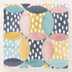 Dessous-de-verre En Verre Cercles géométriques aquarelle