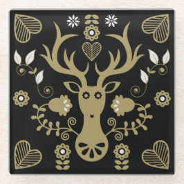 Dessous-de-verre En Verre Cerf d'art populaire scandinave