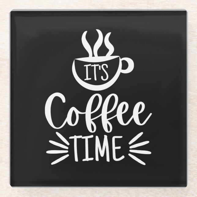 Dessous-de-verre En Verre C'est Coffee Time Beverage Coaster (Devant)