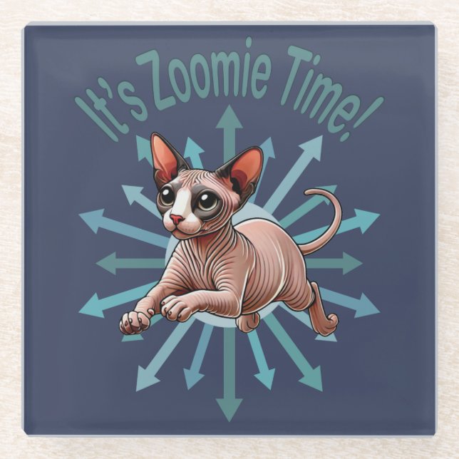 Dessous-de-verre En Verre C'est Zoomie Time Sphynx Cat (Devant)