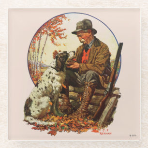 Dessous-de-verre En Verre Chasseur et épagneul