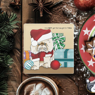 Dessous-de-verre En Verre Chat de Noël persan