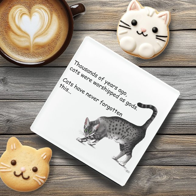 Dessous-de-verre En Verre Chat égyptien Gris Tabby (Créateur téléchargé)