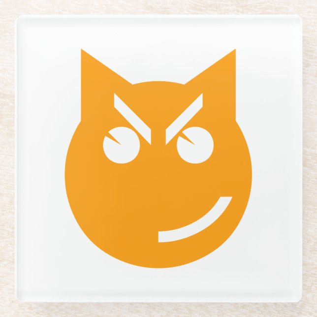 Dessous-de-verre En Verre Chat Emoji au sourire (Devant)