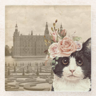 Dessous-de-verre En Verre Chat fantaisie & Château