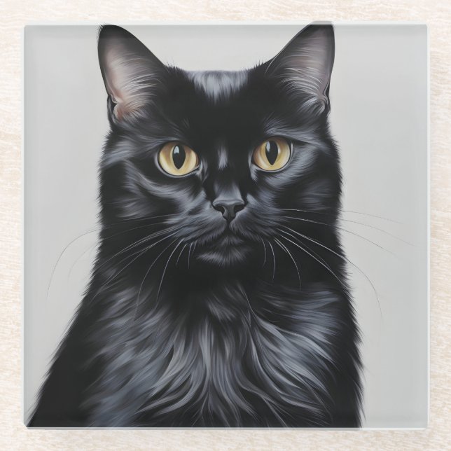 Dessous-de-verre En Verre Chat noir (Devant)