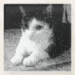 Dessous-de-verre En Verre chat pixélisé