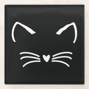 Dessous-de-verre En Verre Chat sucré Kitten visage