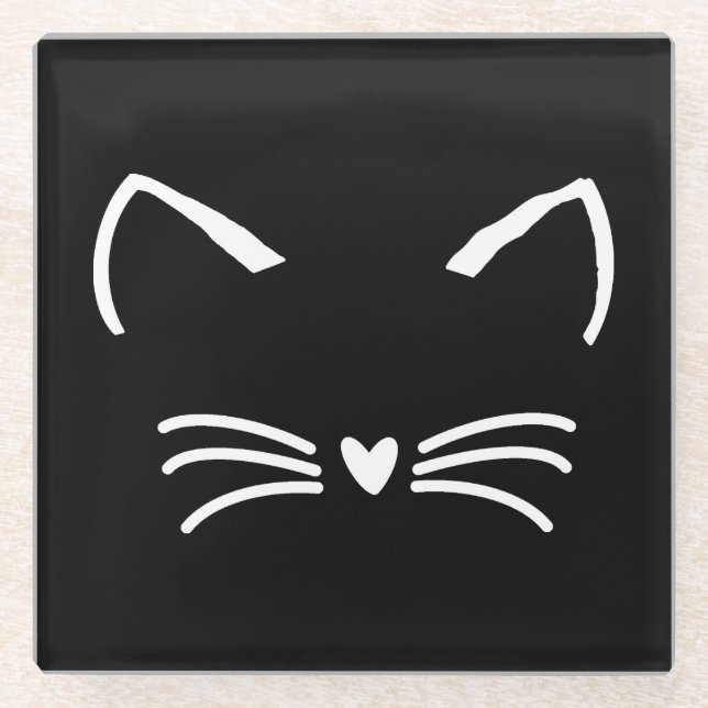 Dessous-de-verre En Verre Chat sucré Kitten visage (Devant)