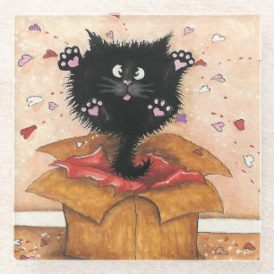 Dessous-de-verre En Verre Chat surprise Kitty de Bihrle