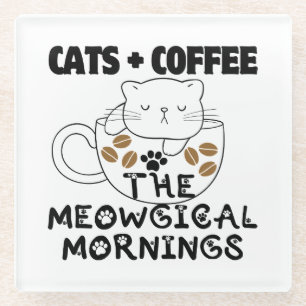 Dessous-de-verre En Verre Chats + Café = Matins Meowgical.w