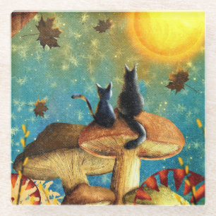 Dessous-de-verre En Verre Chats de champignons