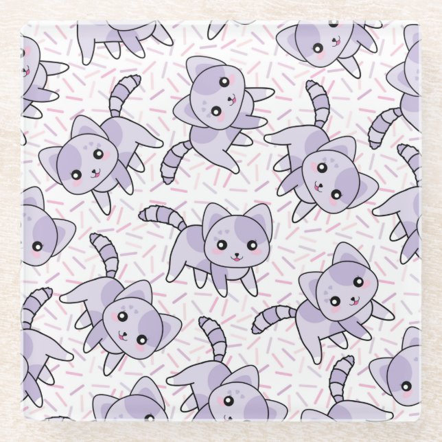 Dessous-de-verre En Verre Chats mignons (Devant)
