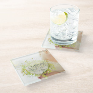 Dessous-de-verre En Verre Cheers Bride bouquet de fleurs modifiable mariage
